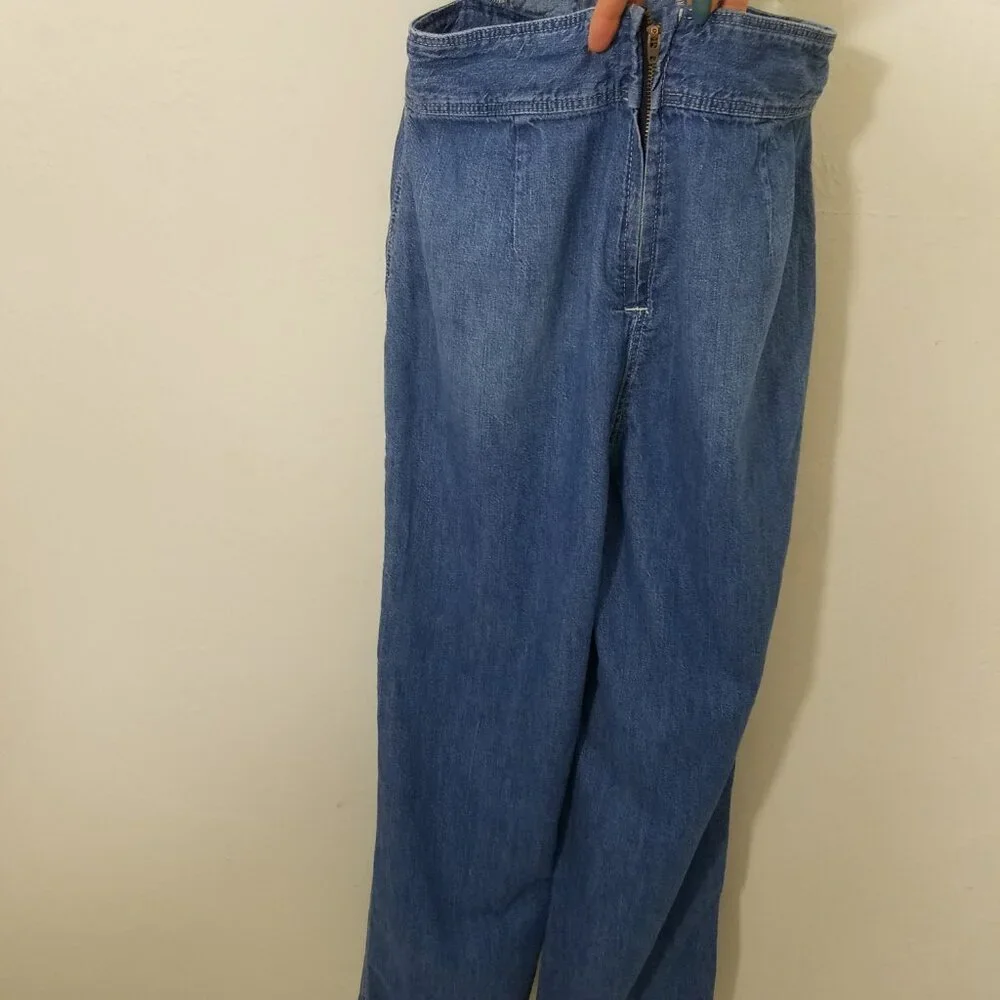 La Vie En Rose Ruffle Open Back Denim Jumpsuit Blue Size S - Picture 6 of 9